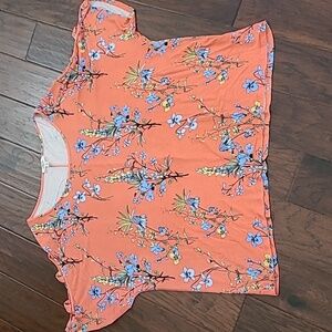 Como Blu Coral Floral Blouse with Cut Out Sleeves size 3X